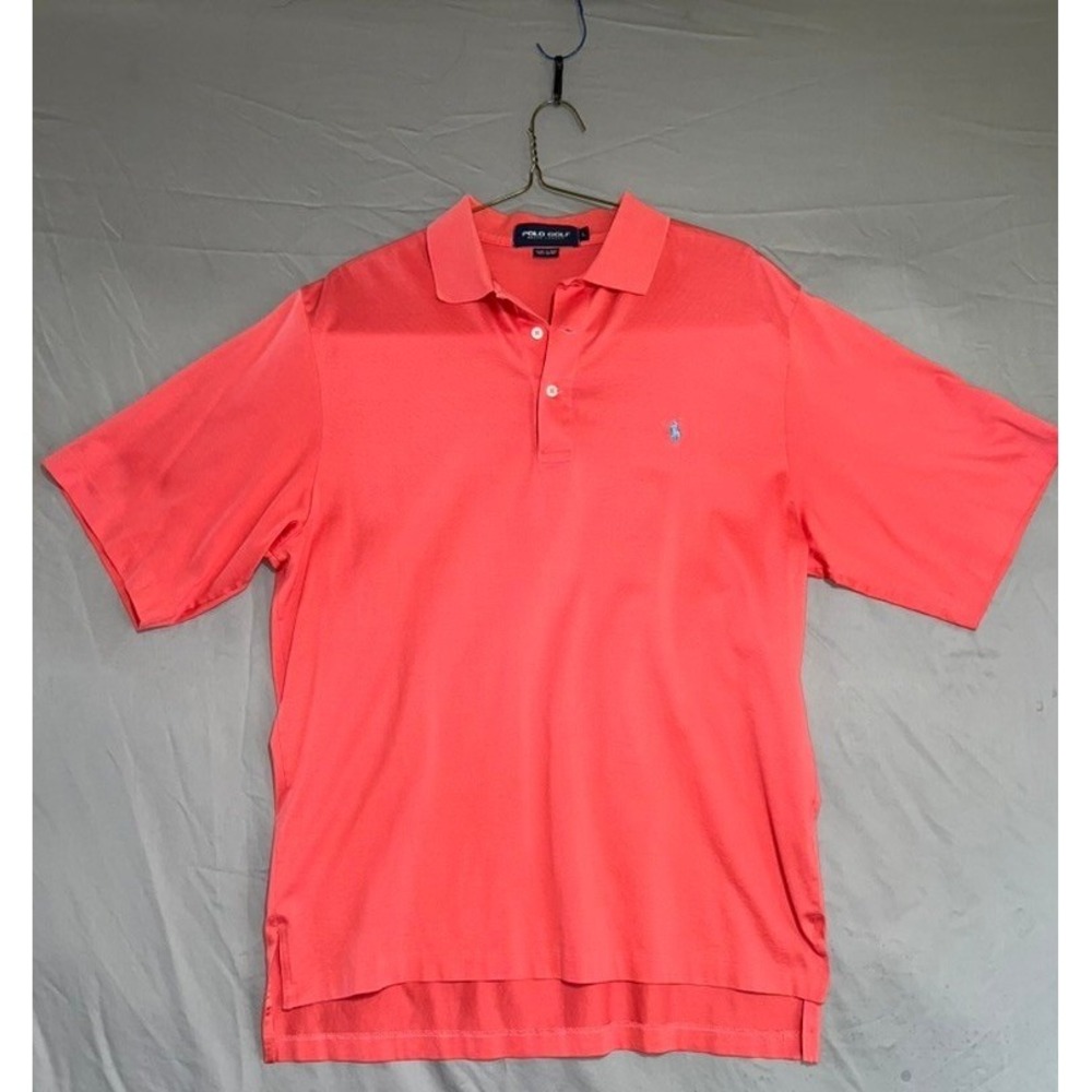 Polo Ralph Lauren Golf Mens Large Coral Pink Short Sleeve Cotton Polo Shirt